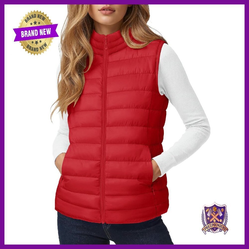 Lightweight Quilted Puffer Vest with Inner Pockets, Stand Collar